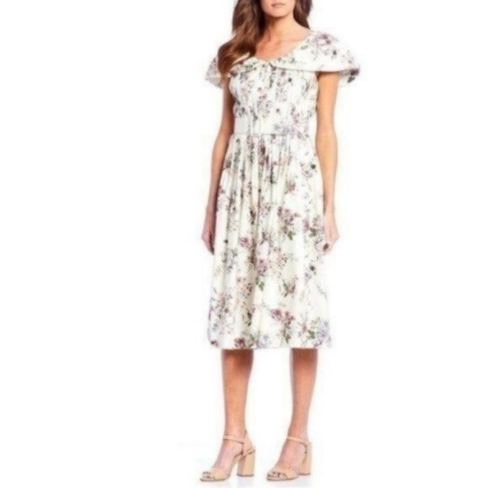 Antonio Melani Raj Poplin Floral Vintage Dress - Picture 2 of 10
